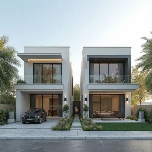 a modern house in the countryside is designed to look like it belongs